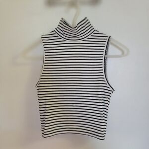Express Black and white Striped Sleeveless Mock Neck Tank - Available until 4/19